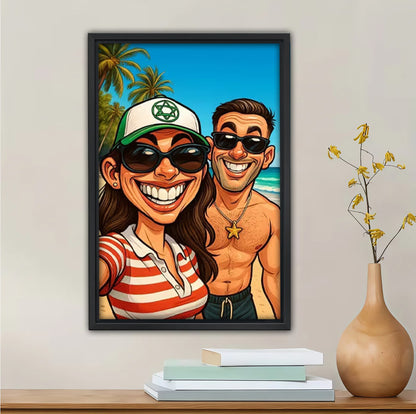 Exaggerated Cartoon Portrait From Photo – Personalized Canvas Art