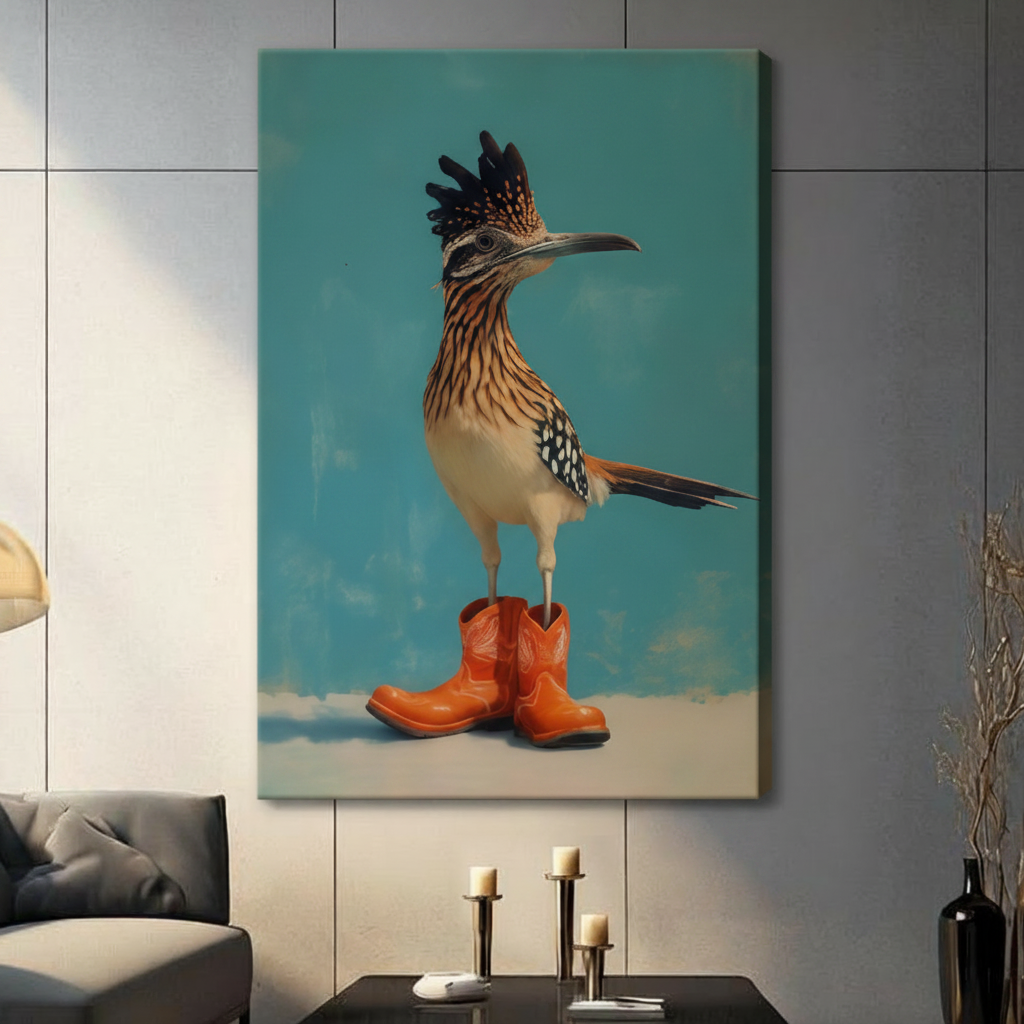 Roadrunner in Cowboy Boots Canvas Wall Art w6101