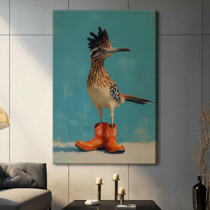 Roadrunner in Cowboy Boots Canvas Wall Art w6101