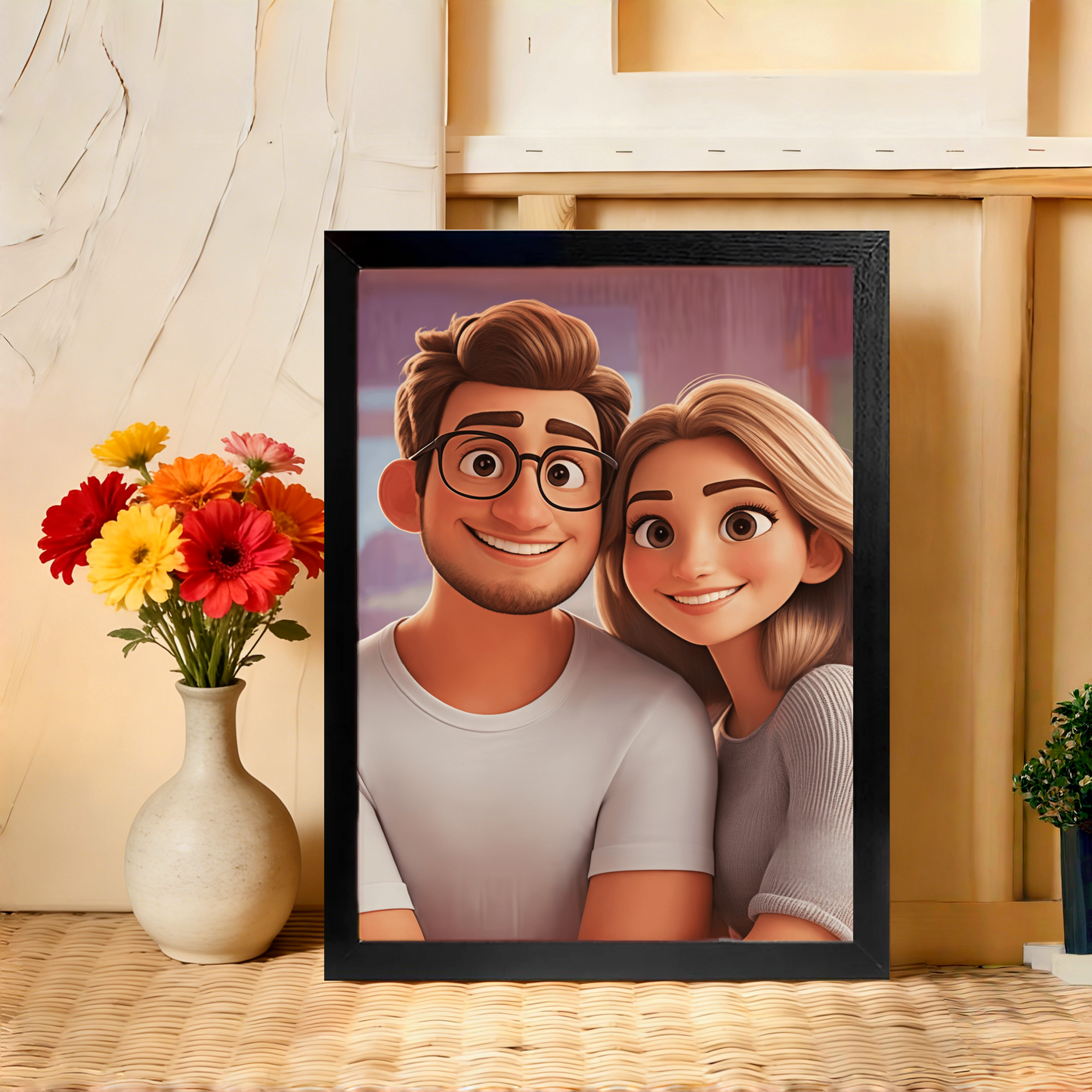 Luxury Custom Cartoon Portrait from Photo - Personalized Comic Style Art for Individuals, Couples & Families - Timeless Hand-Drawn Style Canvas