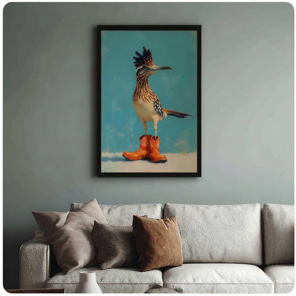 Roadrunner in Cowboy Boots Canvas Wall Art w6101