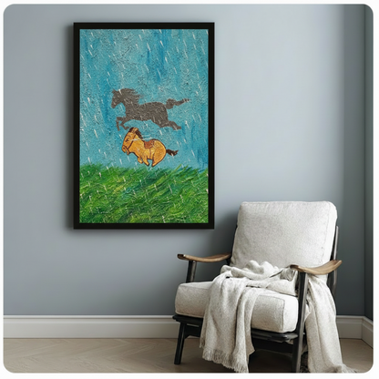 Wild Horses Running Rain Canvas Art w6611