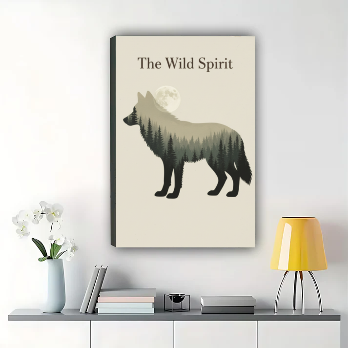 The Wild Spirit - Wolf Mountain Forest Wall Art Print |W1023