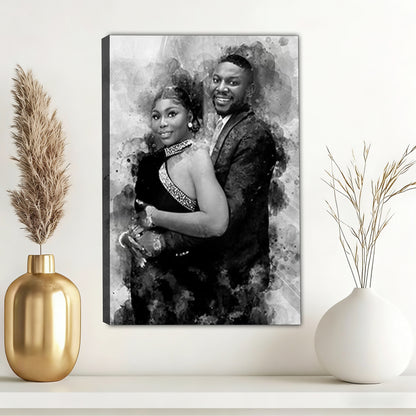 Custom Black and White Watercolor Portrait from Photo  – A Timeless Custom Gift