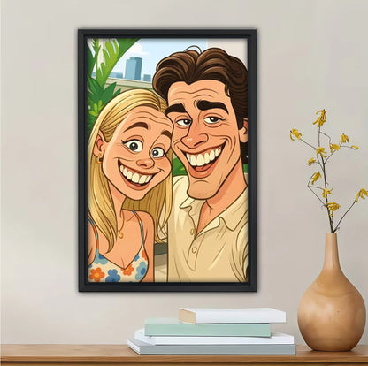 Exaggerated Cartoon Portrait From Photo – Personalized Canvas Art