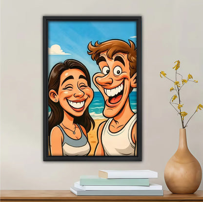 Exaggerated Cartoon Portrait From Photo – Personalized Canvas Art