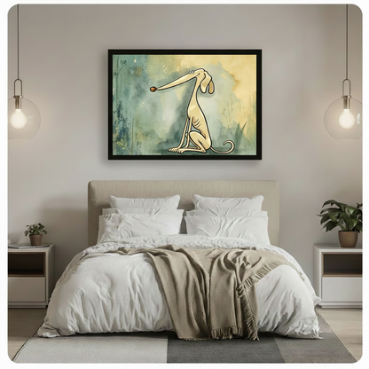 Funny Long-Nose Dog Watercolor Canvas Art w6600