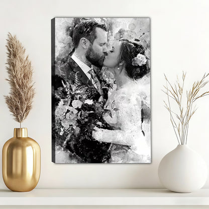 Custom Black and White Watercolor Portrait from Photo  – A Timeless Custom Gift