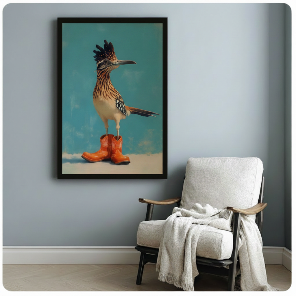 Roadrunner in Cowboy Boots Canvas Wall Art w6101