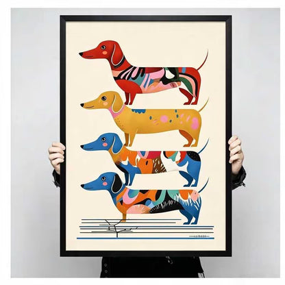 Colorful Stacked Dachshunds Pop Art Canvas Wall Art w6099