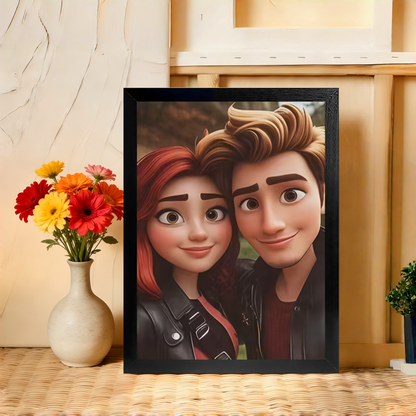 Luxury Custom Cartoon Portrait from Photo - Personalized Comic Style Art for Individuals, Couples & Families - Timeless Hand-Drawn Style Canvas