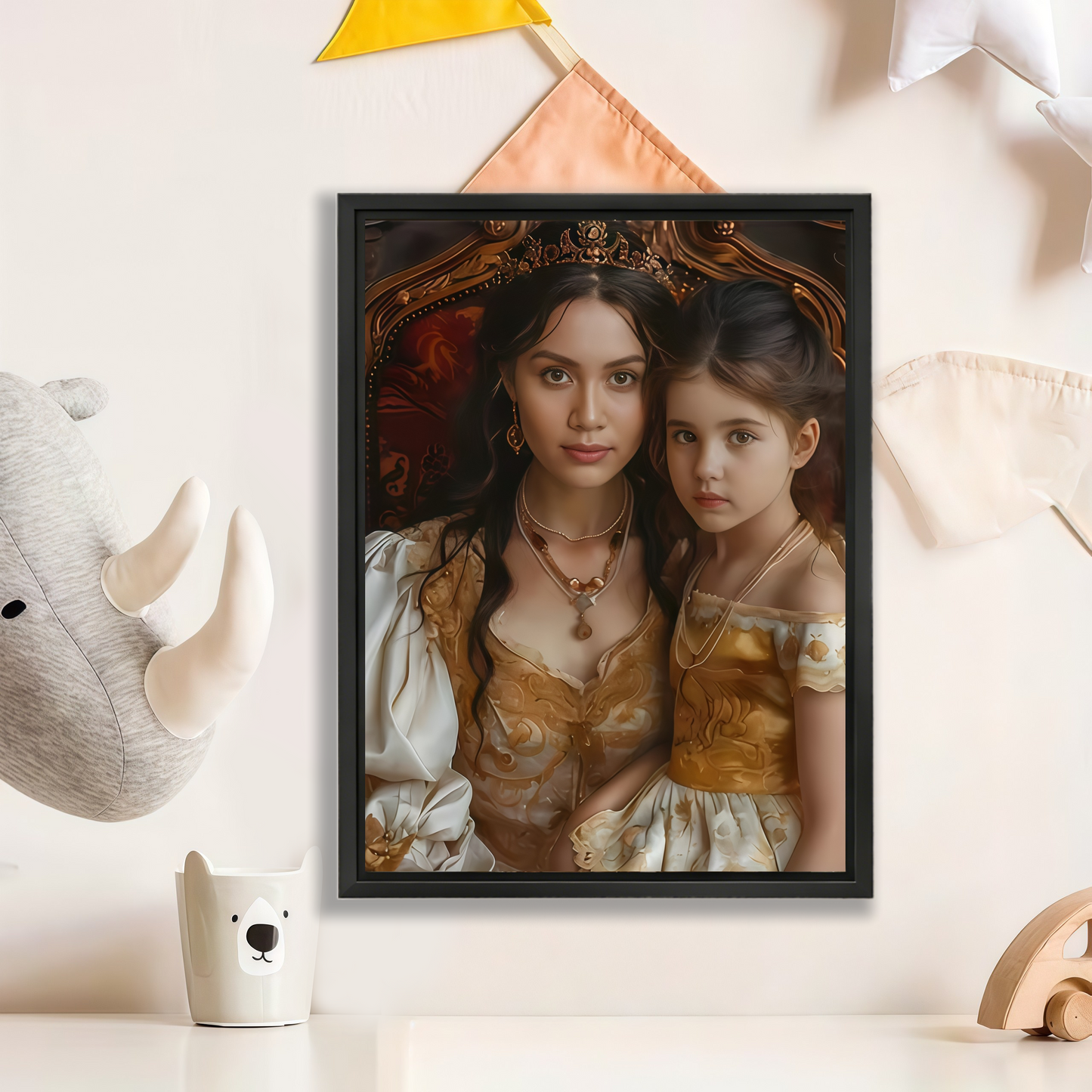 Custom Mother Daughter Portrait - Royal Renaissance Canvas Wall Art