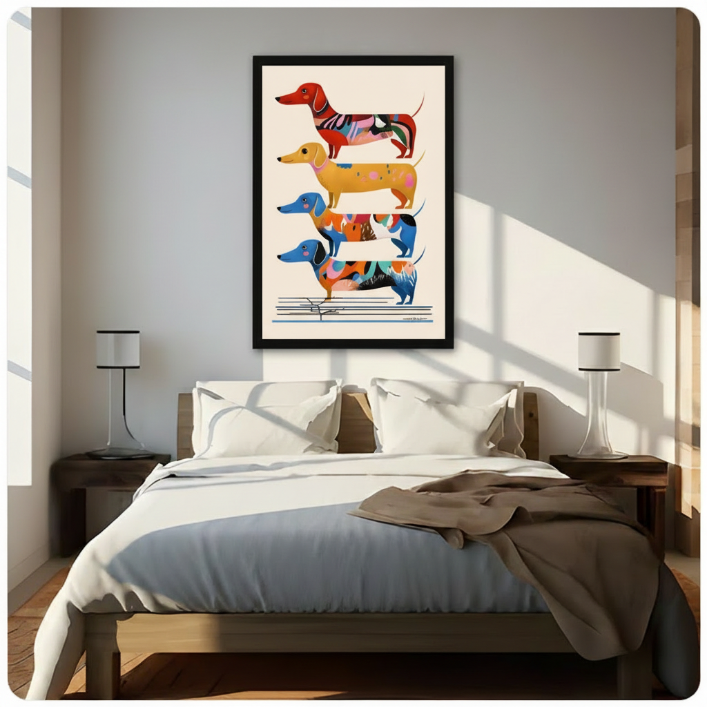 Colorful Stacked Dachshunds Pop Art Canvas Wall Art w6099