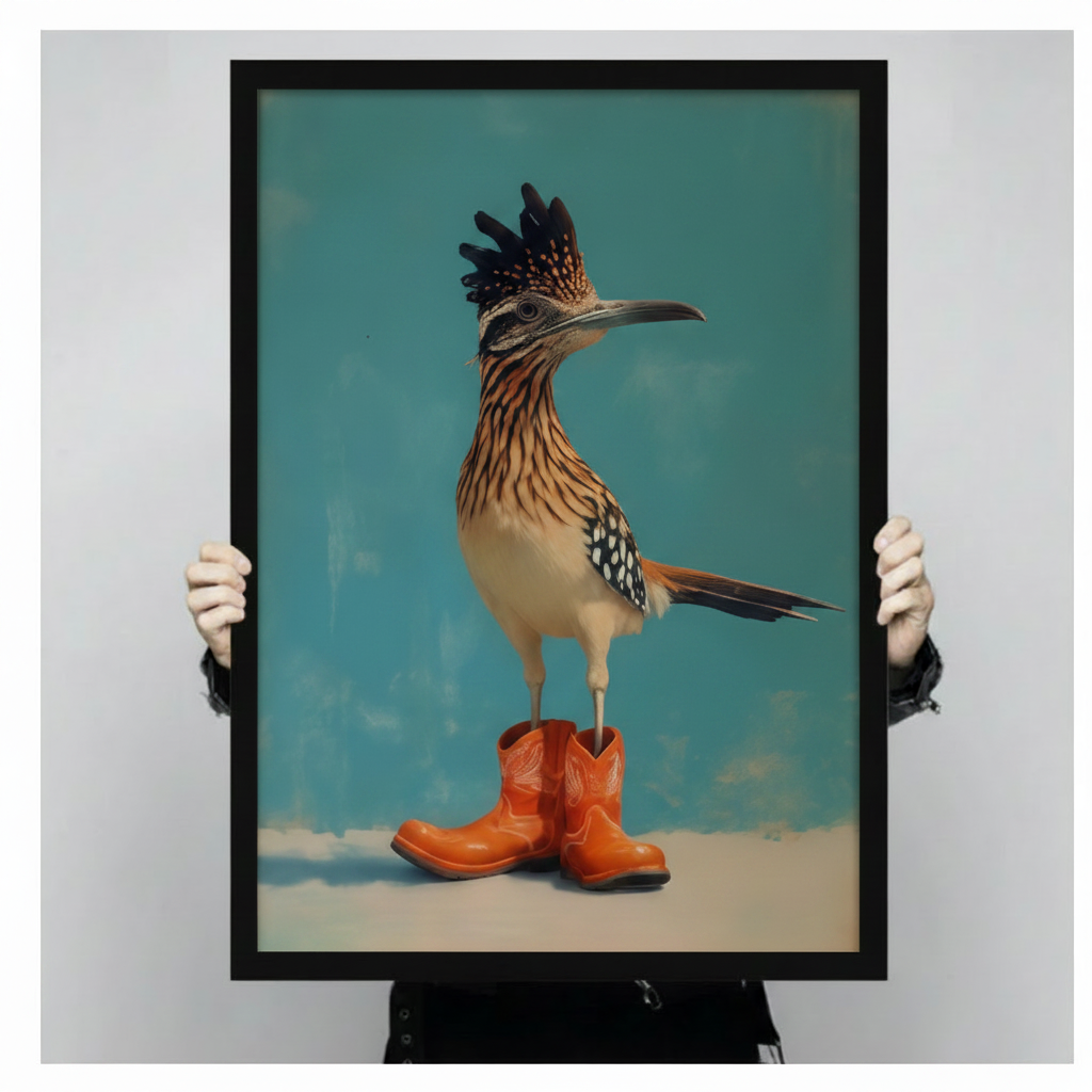 Roadrunner in Cowboy Boots Canvas Wall Art w6101
