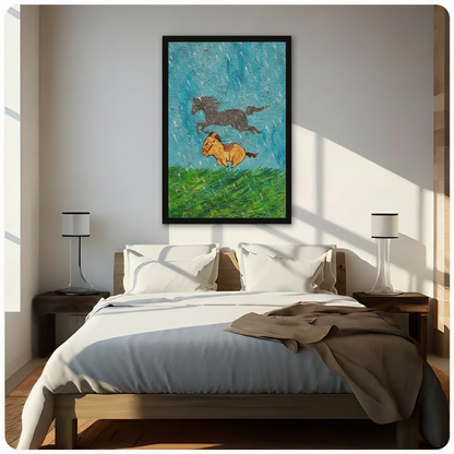 Wild Horses Running Rain Canvas Art w6611