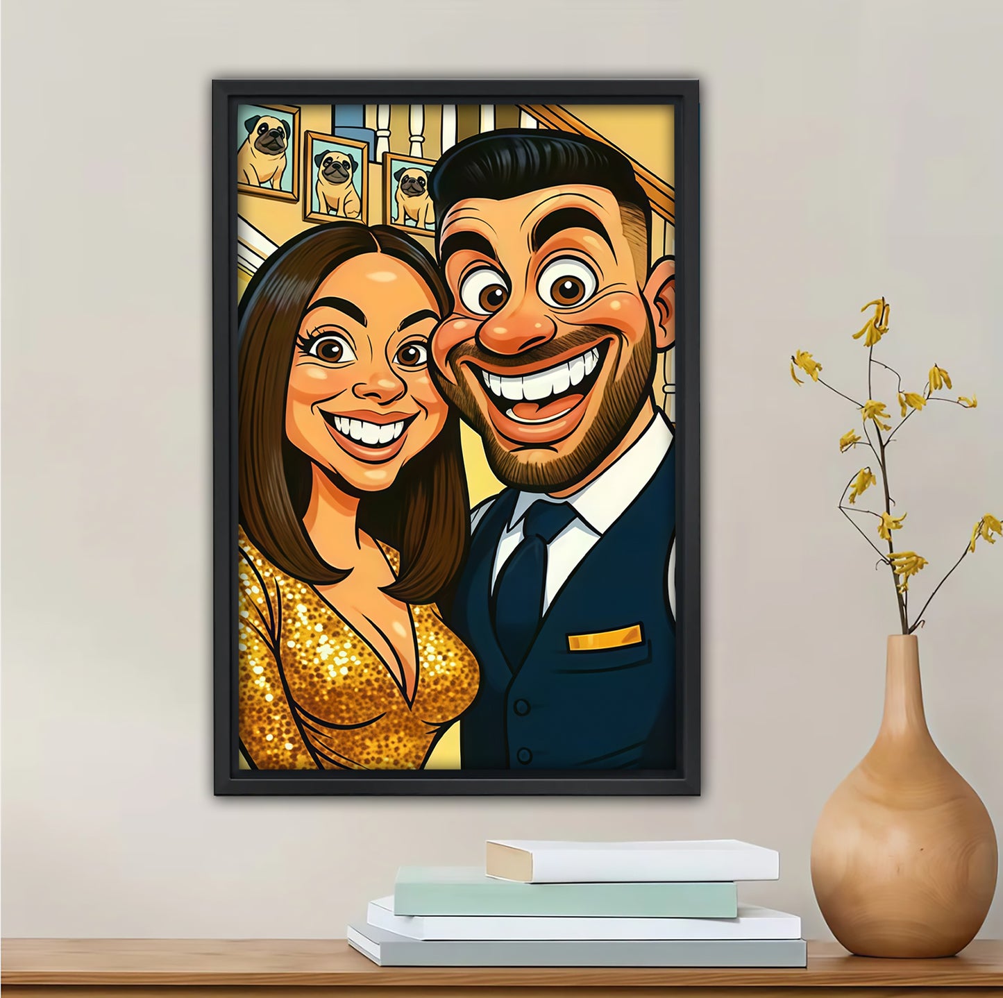 Exaggerated Cartoon Portrait From Photo – Personalized Canvas Art