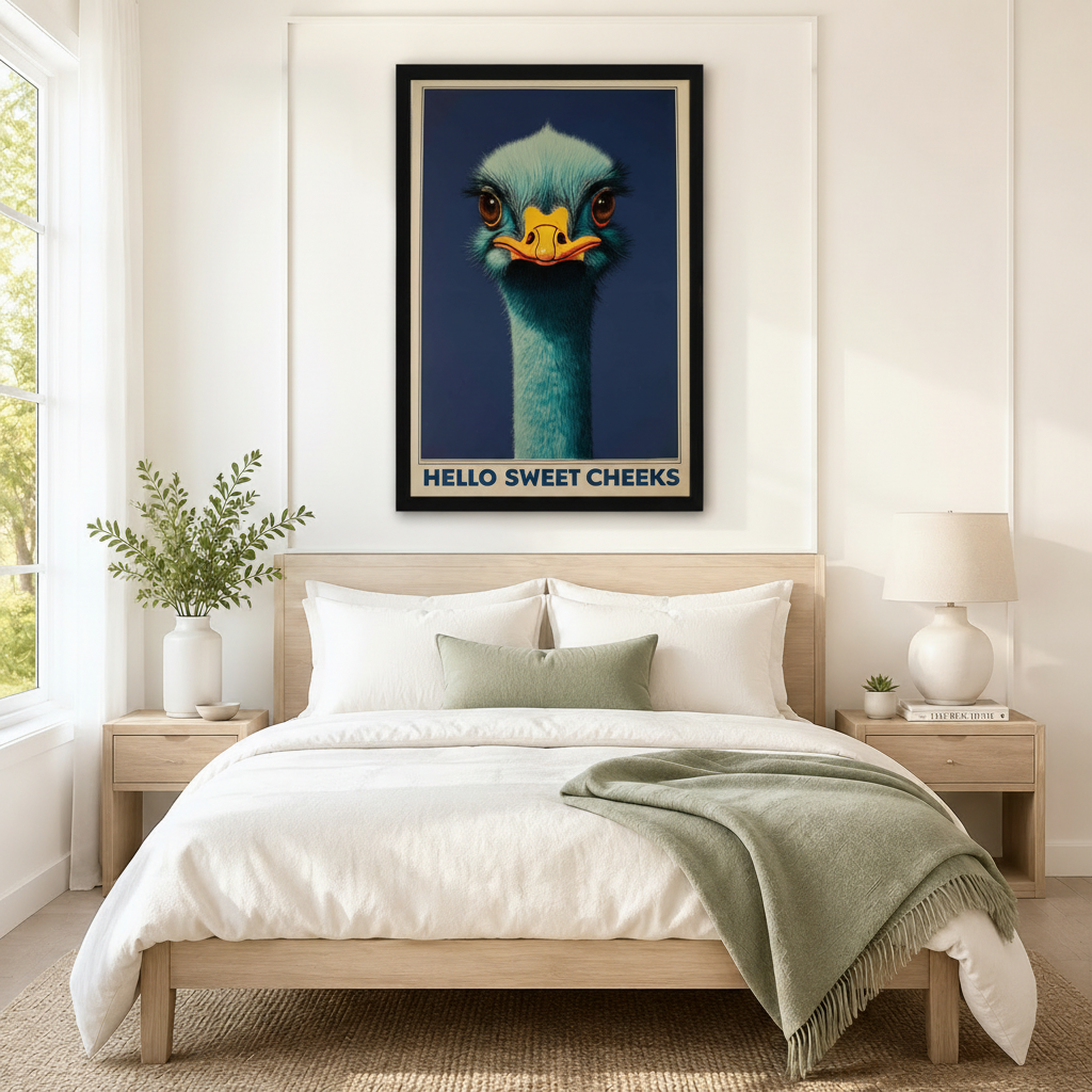 Hello Sweet Cheeks Ostrich Funny Vintage Canvas Print w6081