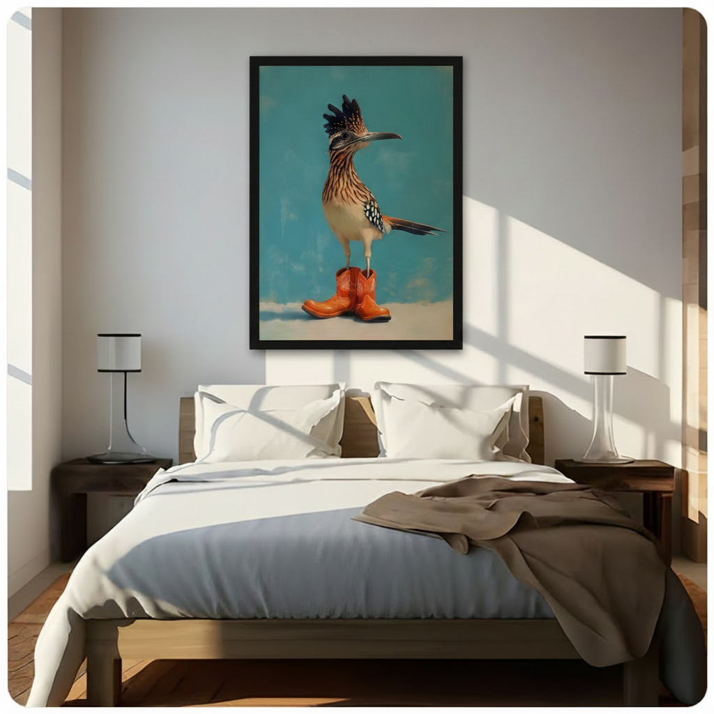 Roadrunner in Cowboy Boots Canvas Wall Art w6101