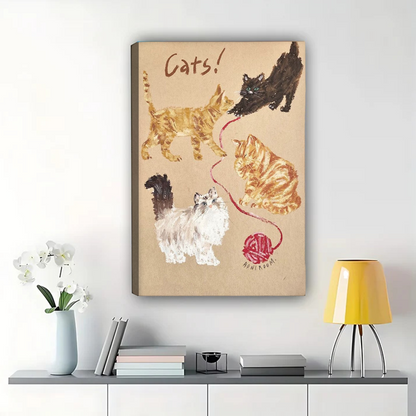 Cats Art Print - Whimsical Cat Illustration Wall Art|W1220