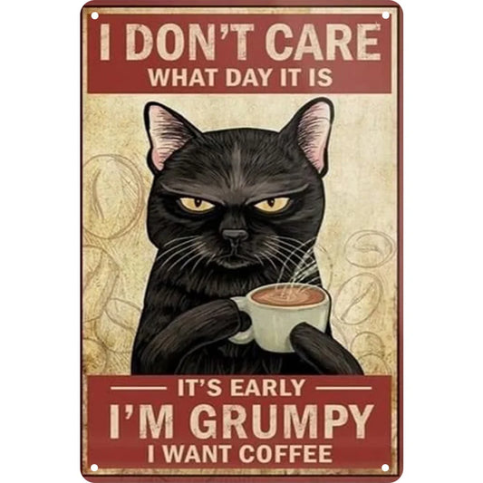8x12 Cute Cat Metal Sign – Retro Tin Wall Art for Cat Lovers & Kitchens | Tin & Time Co. #2003