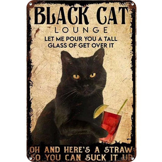 8x12 Cute Cat Metal Sign – Retro Tin Wall Art for Cat Lovers & Kitchens | Tin & Time Co. #2004
