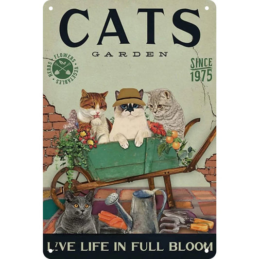 8x12 Cute Cat Metal Sign – Retro Tin Wall Art for Cat Lovers & Kitchens | Tin & Time Co. #2006