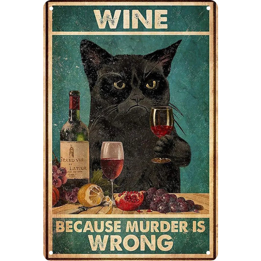8x12 Cute Cat Metal Sign – Retro Tin Wall Art for Cat Lovers & Kitchens | Tin & Time Co. #2007