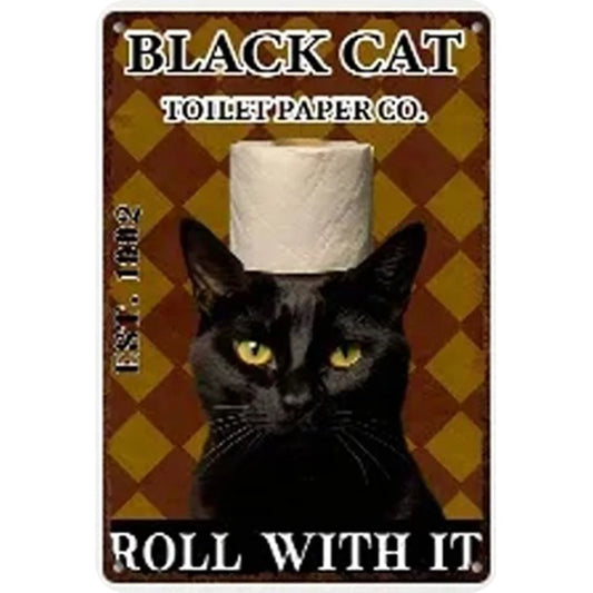 8x12 Cute Cat Metal Sign – Retro Tin Wall Art for Cat Lovers & Kitchens | Tin & Time Co. #2009
