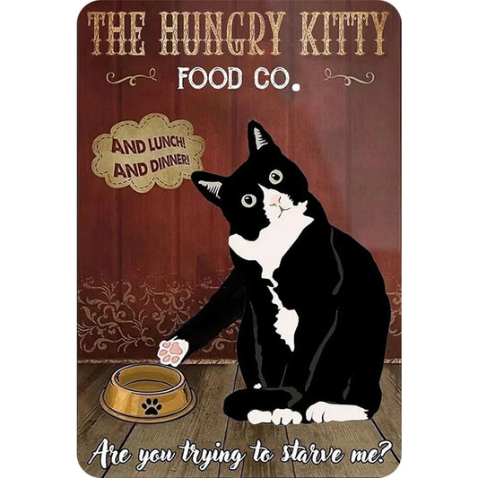 8x12 Cute Cat Metal Sign – Retro Tin Wall Art for Cat Lovers & Kitchens | Tin & Time Co. #2011