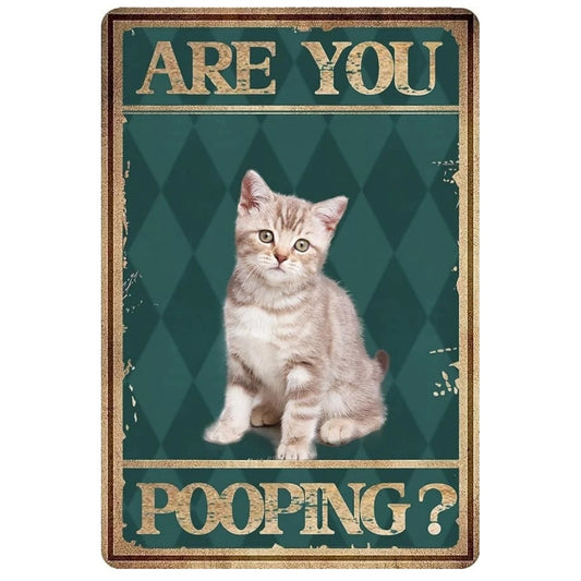 8x12 Cute Cat Metal Sign – Retro Tin Wall Art for Cat Lovers & Kitchens | Tin & Time Co. #2022