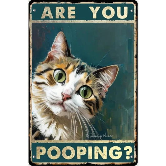 8x12 Cute Cat Metal Sign – Retro Tin Wall Art for Cat Lovers & Kitchens | Tin & Time Co. #2028