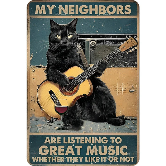 8x12 Cute Cat Metal Sign – Retro Tin Wall Art for Cat Lovers & Kitchens | Tin & Time Co. #2029
