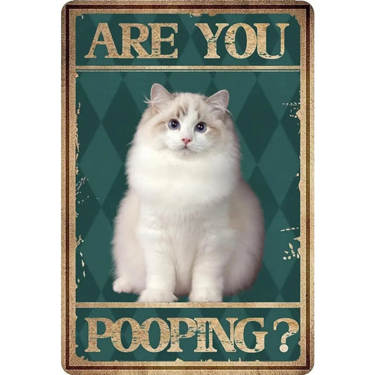 8x12 Cute Cat Metal Sign – Retro Tin Wall Art for Cat Lovers & Kitchens | Tin & Time Co. #2030