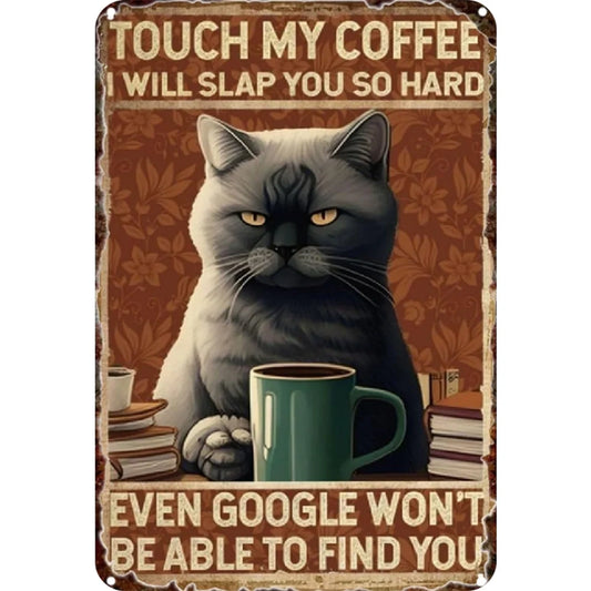 8x12 Cute Cat Metal Sign – Retro Tin Wall Art for Cat Lovers & Kitchens | Tin & Time Co. #2031