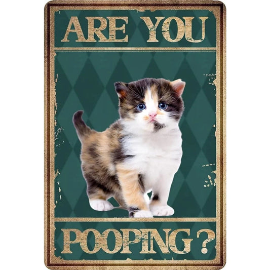 8x12 Cute Cat Metal Sign – Retro Tin Wall Art for Cat Lovers & Kitchens | Tin & Time Co. #2032