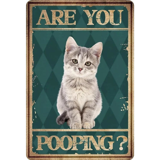 8x12 Cute Cat Metal Sign – Retro Tin Wall Art for Cat Lovers & Kitchens | Tin & Time Co. #2033