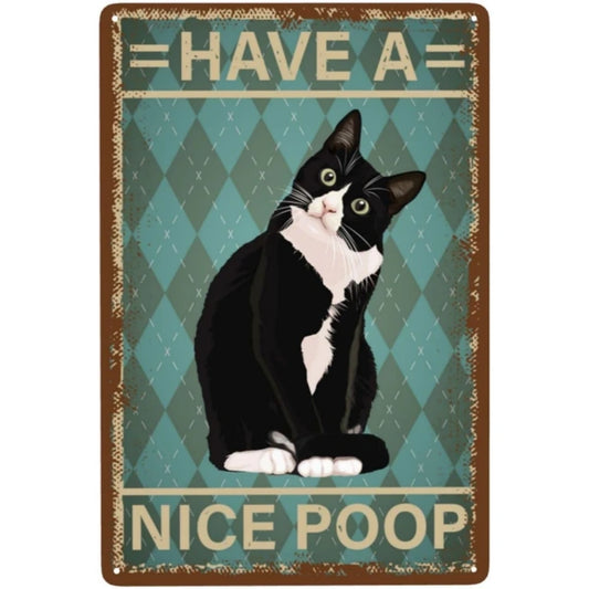 8x12 Cute Cat Metal Sign – Retro Tin Wall Art for Cat Lovers & Kitchens | Tin & Time Co. #2036