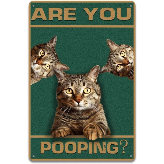 8x12 Cute Cat Metal Sign – Retro Tin Wall Art for Cat Lovers & Kitchens | Tin & Time Co. #2038