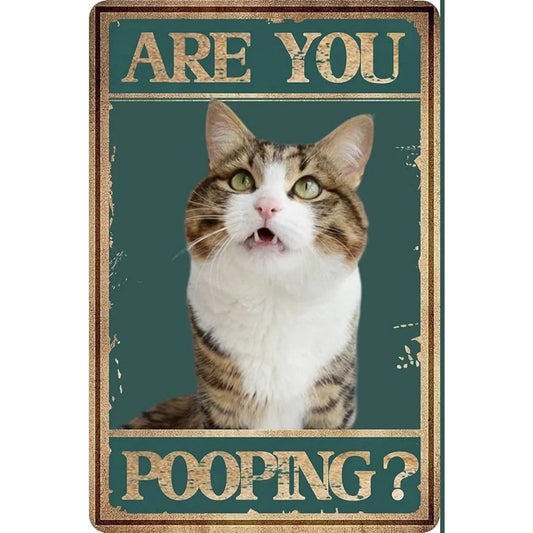 8x12 Cute Cat Metal Sign – Retro Tin Wall Art for Cat Lovers & Kitchens | Tin & Time Co. #2041