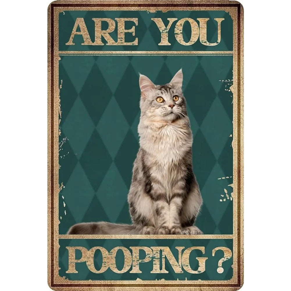 8x12 Cute Cat Metal Sign – Retro Tin Wall Art for Cat Lovers & Kitchens | Tin & Time Co. #2048