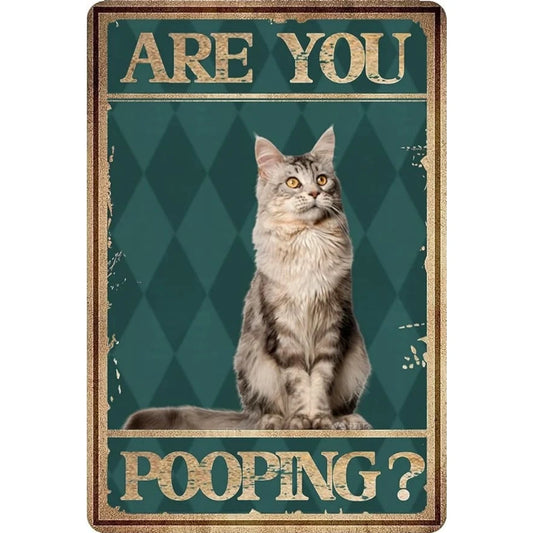 8x12 Cute Cat Metal Sign – Retro Tin Wall Art for Cat Lovers & Kitchens | Tin & Time Co. #2048