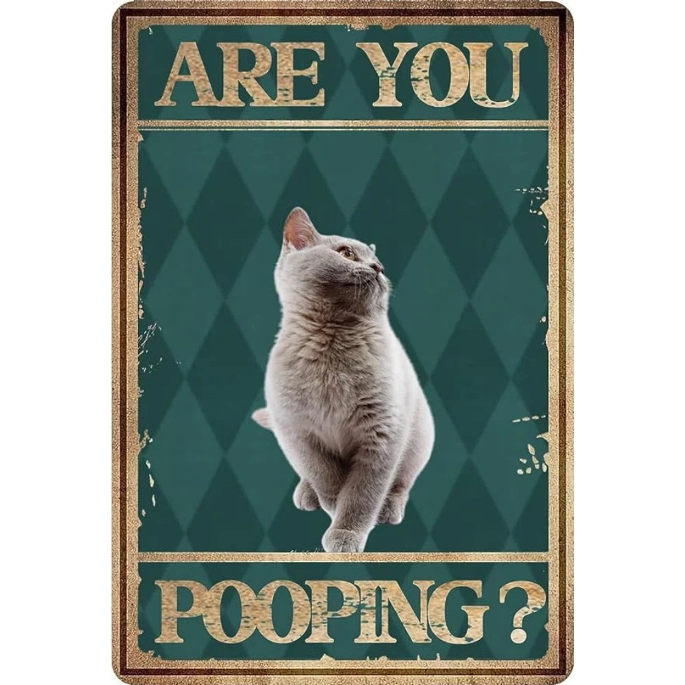 8x12 Cute Cat Metal Sign – Retro Tin Wall Art for Cat Lovers & Kitchens | Tin & Time Co. #2049