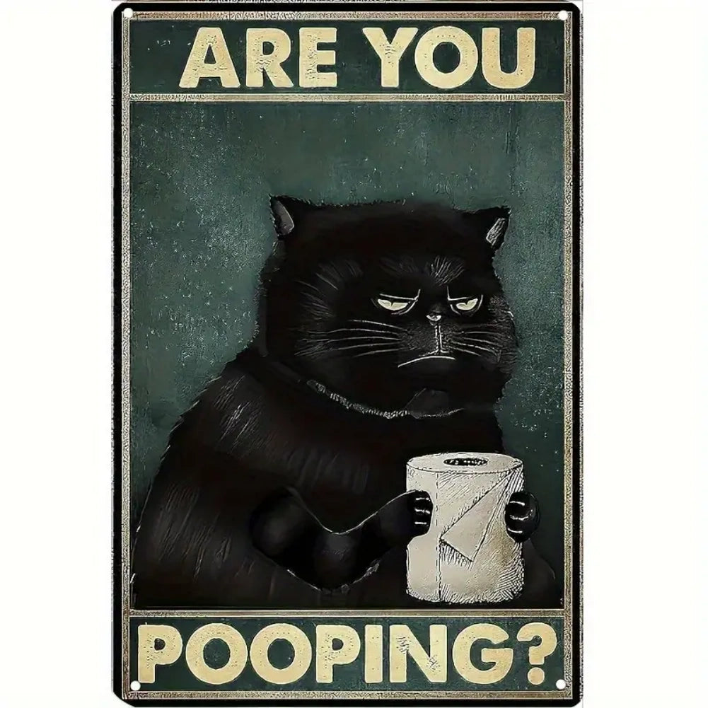 8x12 Cute Cat Metal Sign – Retro Tin Wall Art for Cat Lovers & Kitchens | Tin & Time Co. #2052