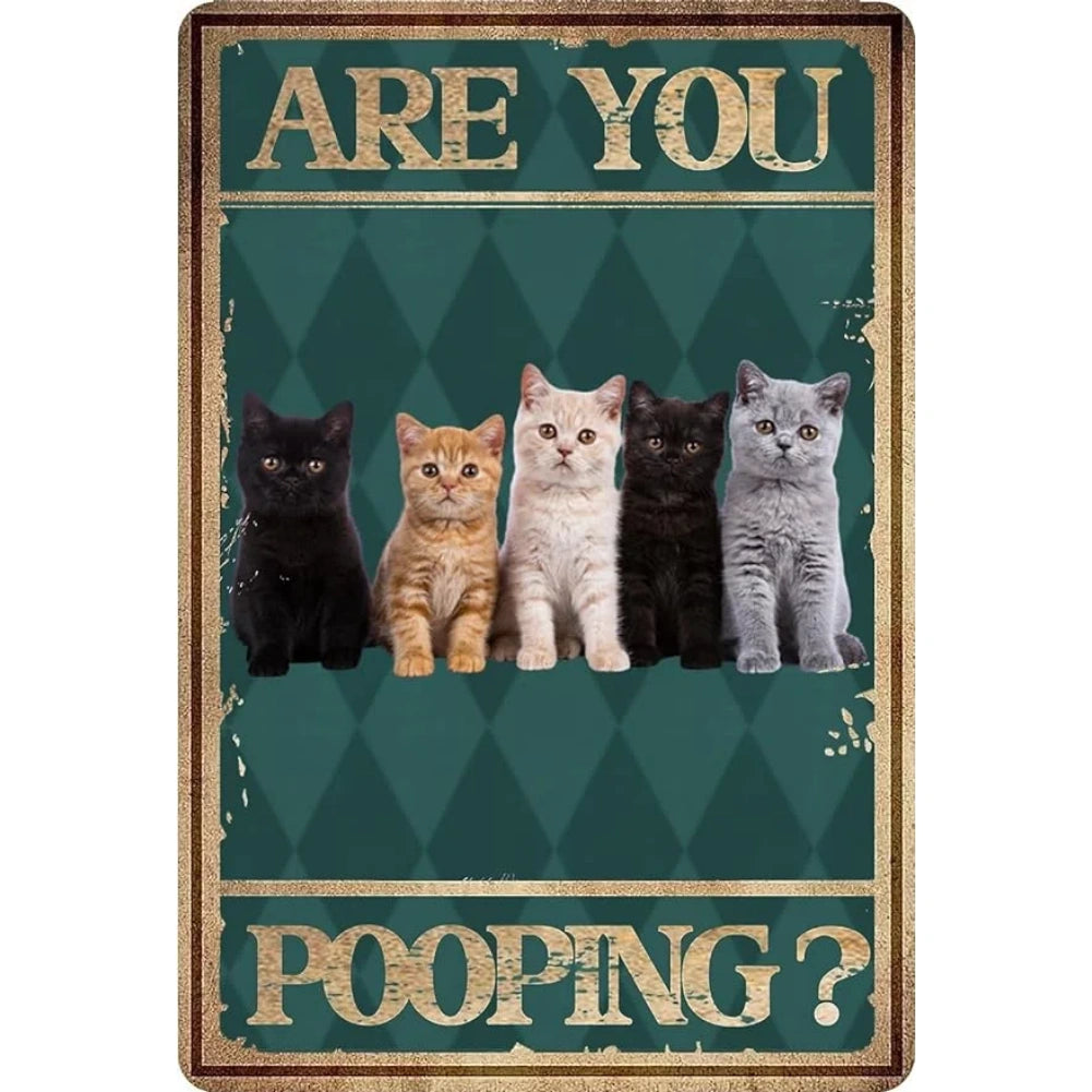 8x12 Cute Cat Metal Sign – Retro Tin Wall Art for Cat Lovers & Kitchens | Tin & Time Co. #2054