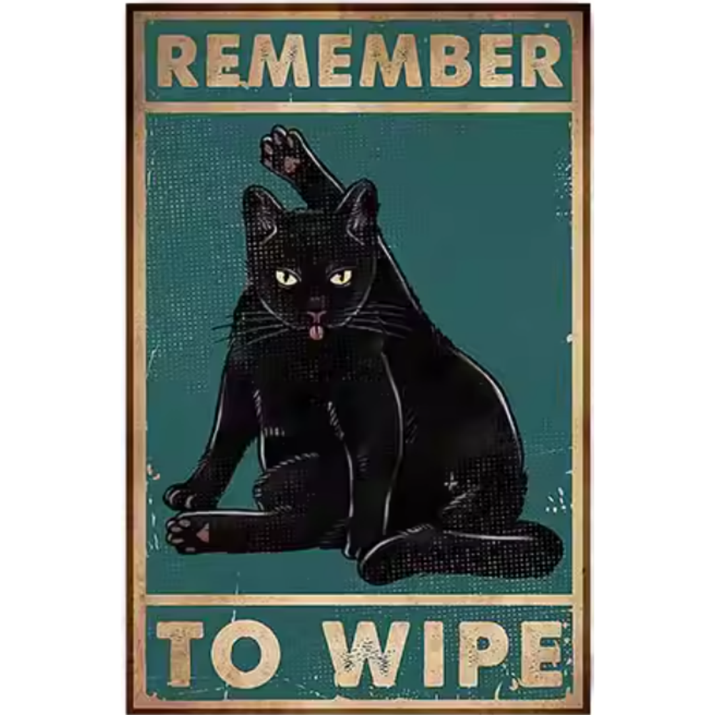 8x12 Cute Cat Metal Sign – Retro Tin Wall Art for Cat Lovers & Kitchens | Tin & Time Co. #2060