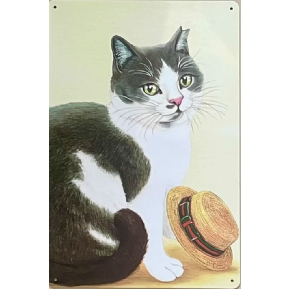 8x12 Cute Cat Metal Sign – Retro Tin Wall Art for Cat Lovers & Kitchens | Tin & Time Co. #2066