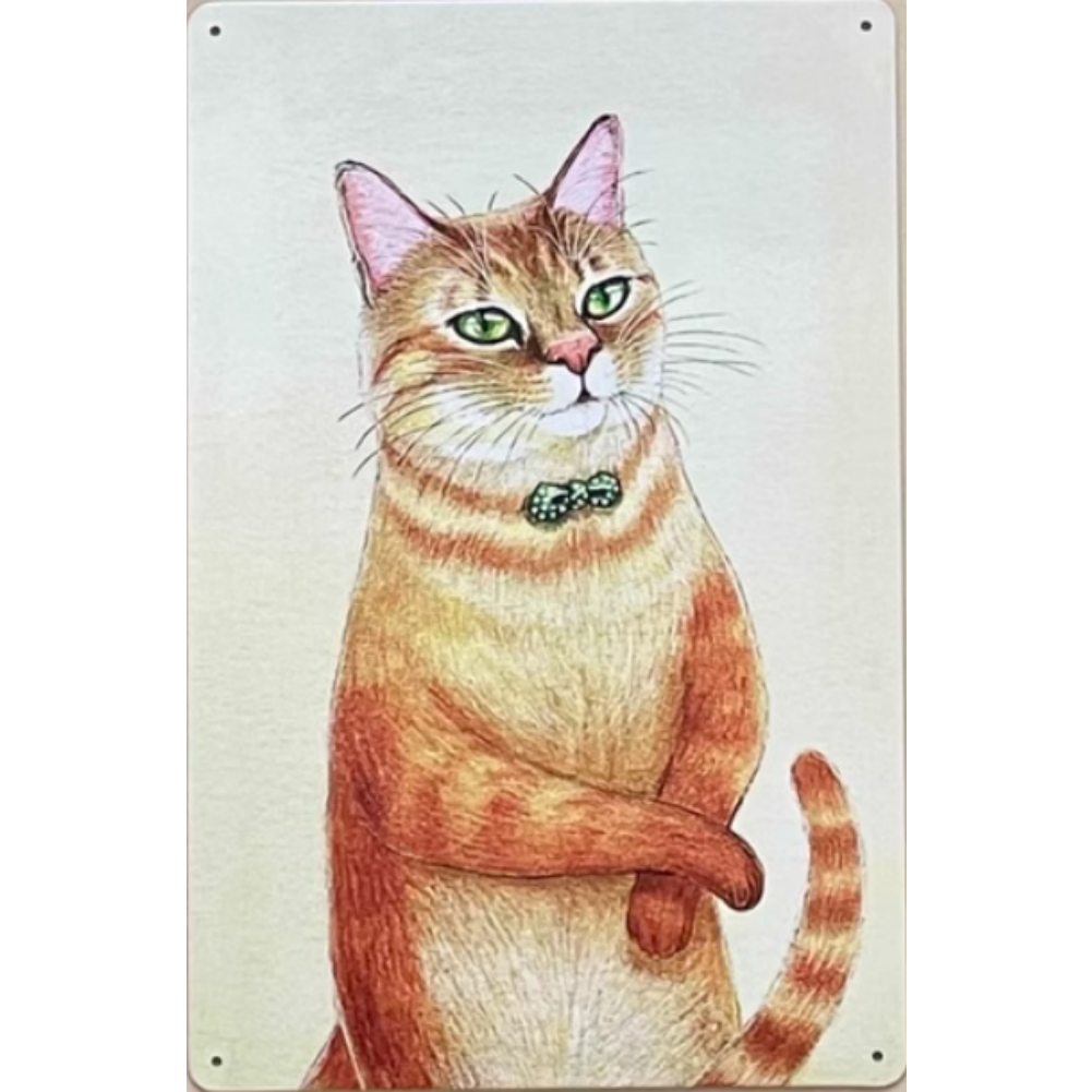 8x12 Cute Cat Metal Sign – Retro Tin Wall Art for Cat Lovers & Kitchens | Tin & Time Co. #2073