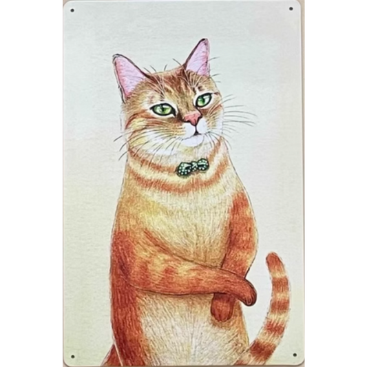 8x12 Cute Cat Metal Sign – Retro Tin Wall Art for Cat Lovers & Kitchens | Tin & Time Co. #2073