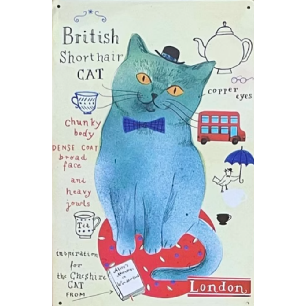 8x12 Cute Cat Metal Sign – Retro Tin Wall Art for Cat Lovers & Kitchens | Tin & Time Co. #2076