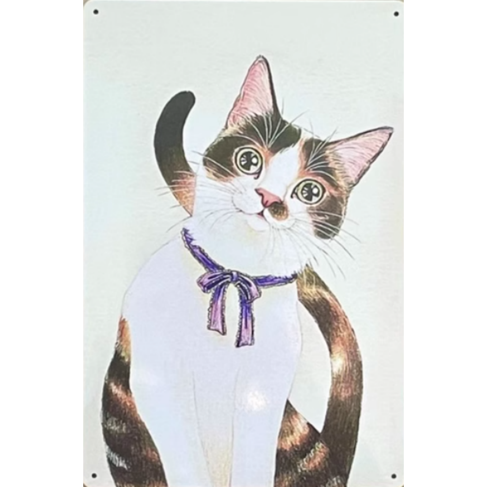 8x12 Cute Cat Metal Sign – Retro Tin Wall Art for Cat Lovers & Kitchens | Tin & Time Co. #2078